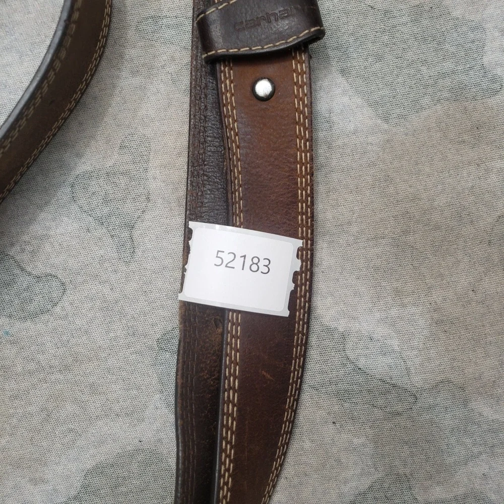 Carhartt Leather Belt Mens 32 Brown Triple Stitch Workwear Casual